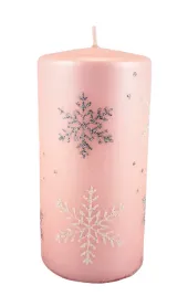 swieca-frost-platki-sniegu-rozowa-walec-14cm