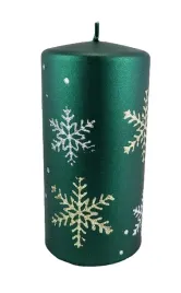 swieca-frost-platki-sniegu-zielona-walec-14cm