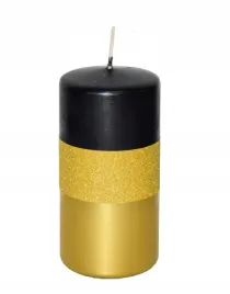 swieca-matowa-czarna-metalik-zlota-walec-h12cm