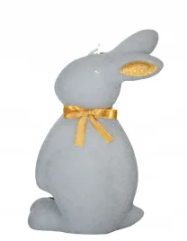 swieca-zajac-wielkanocny-15cm-velur-jasny-popiel