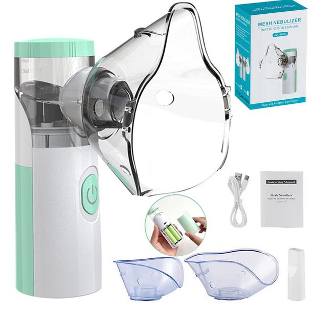 INHALATOR NEBULIZATOR 2 MASKI DLA DZIECI I DOROSŁYCH PRZENOŚNY NA BATERIE