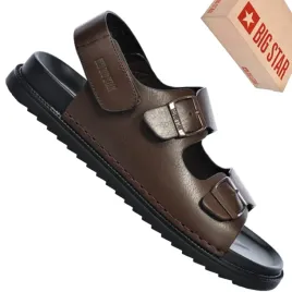 big-star-rr174085-brazowe-sandaly-meskie-skorzane-regulowane