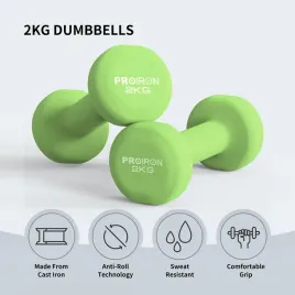 hantle-neoprenowe-proiron-2x-2-kg-zielone-proiron