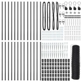 ogrodzenie-z-slupkami-szary-1-x-50-m-stal-pokryta-pcv