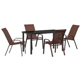zestaw-do-jadalni-w-ogrodzie-5-pcs-brazowy-textilene-i-stal