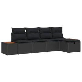 zestaw-sof-na-ogrod-z-poduszka-5-pcs-czarny-polirattan