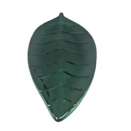 talerz-ozdobny-ceramiczny-lisc-zielony-maly
