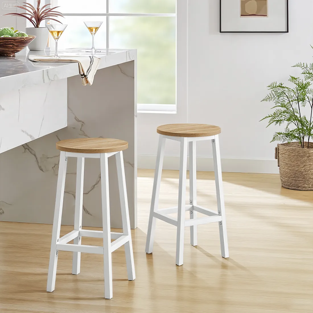 taboret-barowy-dab-sonoma-nogi-biale