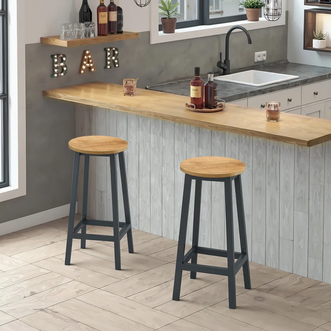 taboret-barowy-dab-nogi-czarne-stan-nowy