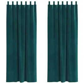 zaslony-z-zaslonami-2-pcs-ciemnozielony-140-x-245-cm-aksamit