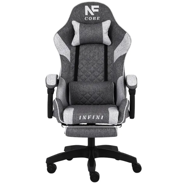 Fotel Gamingowy z podnóżkiem INFINI Core Light Gray