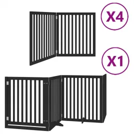 skladana-bramka-dla-psa-z-drzwiami-12-paneli-czarna-960-cm