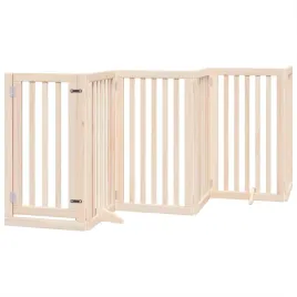 bramka-dla-psa-z-drzwiami-skladana-6-paneli-300-cm-drewno-topolowe