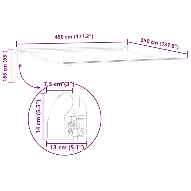 markiza-bialy-45-35-m-metal-stan-nowy-dlugosc-450-cm