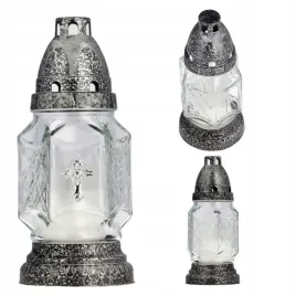 znicz-z-04-bezbarwny-szklany-z-krzyzem-srebrnym-antyczne-srebro-185cm