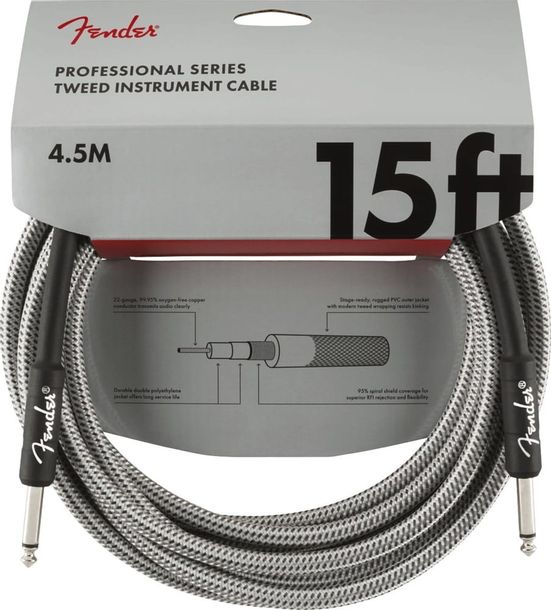 Fender Professional 15 White TWD kabel instr 4,5m