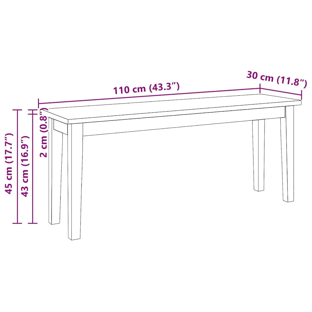 lawka-110-cm-drewno-lite-guma-stan-nowy