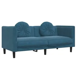 sofa-2-osobowa-z-poduszkami-niebieska-aksamit