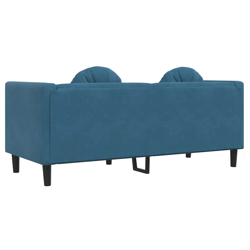 sofa-2-osobowa-z-poduszkami-niebieska-aksamit