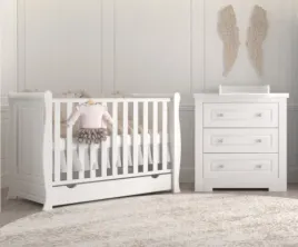Zdjęcie produktu Zestaw mebli SOPHIE 2 biały : łóżeczko z szufladą + komoda z przewijakiem