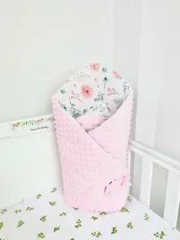 rozek-becik-niemowlecy-dwustronny-minky-pink-eucaliptus