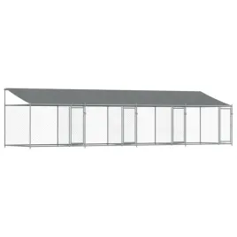 klatka-dla-psa-z-dachem-i-drzwiami-szara-8x2x2-m-stal