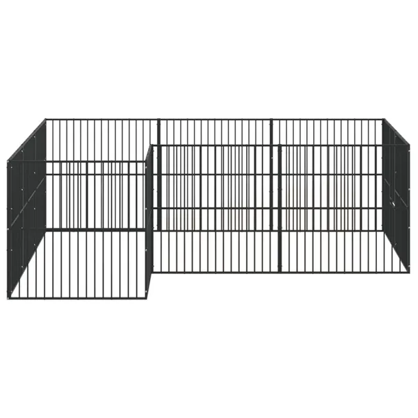 kojec-dla-psa-12-paneli-czarny-stal-galwanizowana-material-inny-material