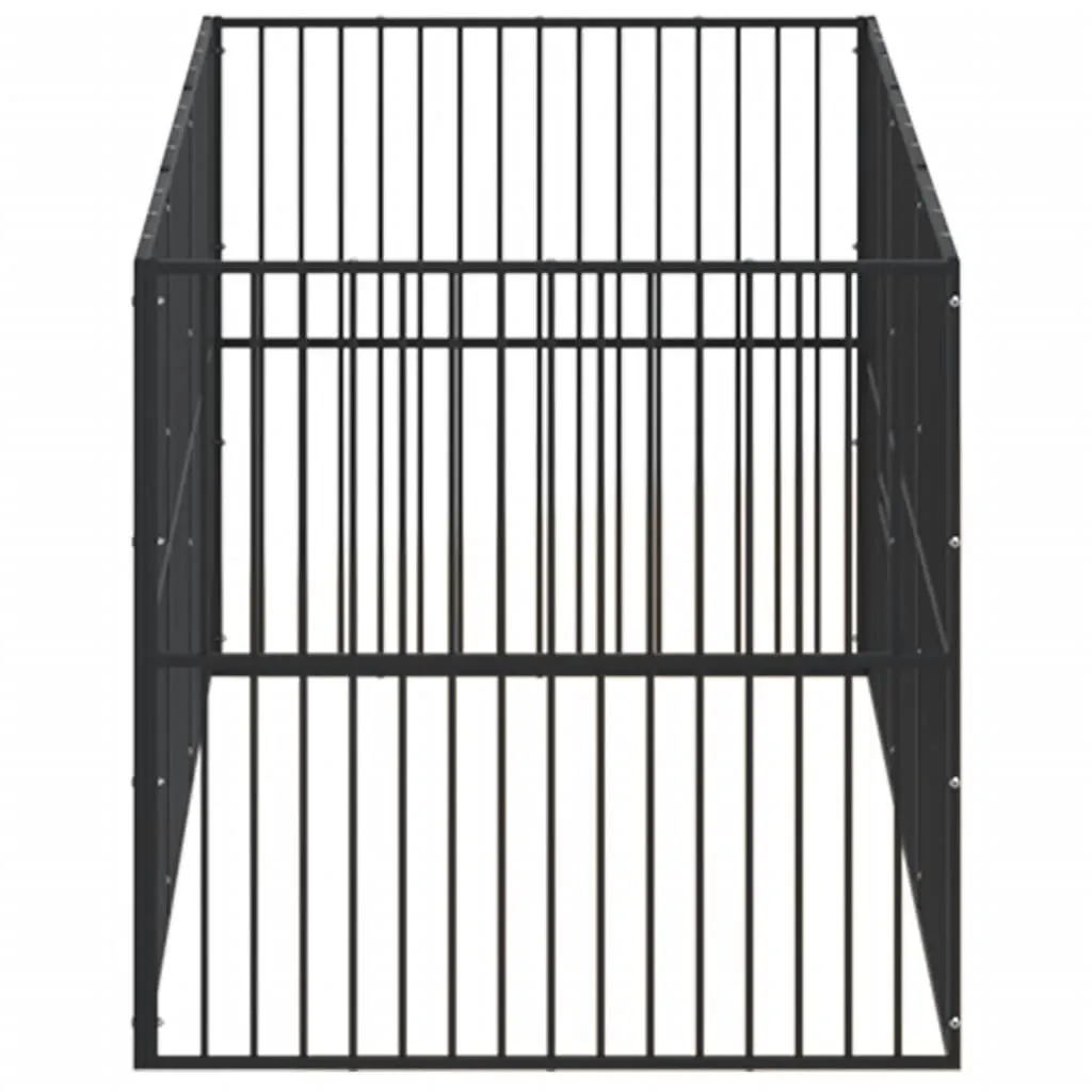 kojec-dla-psa-8-paneli-czarny-stal-galwanizowana-stan-nowy