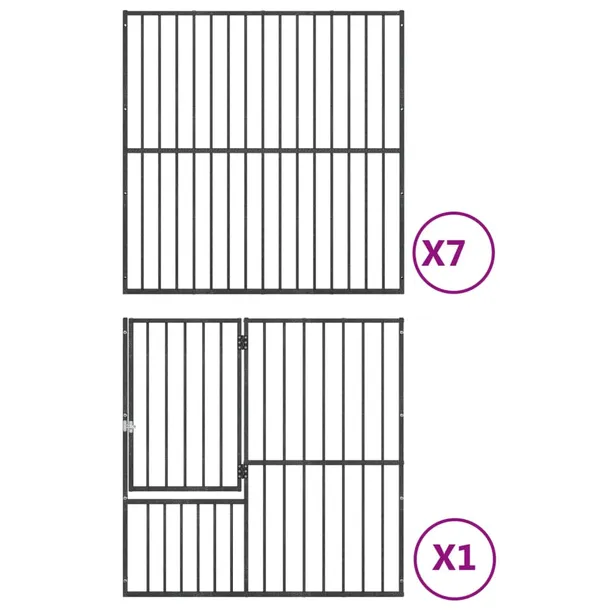 kojec-dla-psa-8-paneli-czarny-stal-galwanizowana-wysokosc-produktu-1-cm