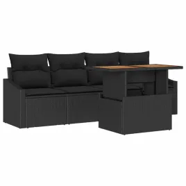 zestaw-sof-na-ogrod-z-poduszka-5-pcs-czarny-polirattan