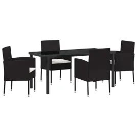 zestaw-do-jadalni-w-ogrodzie-z-poduszka-5-pcs-czarny-polirattan