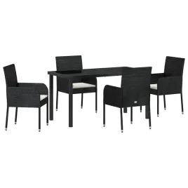 zestaw-do-jadalni-w-ogrodzie-z-poduszka-5-pcs-czarny-polirattan