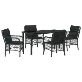 zestaw-do-jadalni-w-ogrodzie-z-poduszka-5-pcs-czarny-polirattan