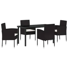 zestaw-do-jadalni-w-ogrodzie-z-poduszka-5-pcs-czarny-polirattan