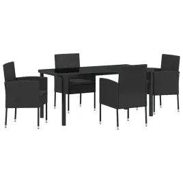 zestaw-do-jadalni-w-ogrodzie-z-poduszka-5-pcs-czarny-polirattan