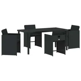 zestaw-do-jadalni-w-ogrodzie-z-poduszka-5-pcs-czarny-polirattan