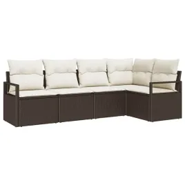 zestaw-sof-na-ogrod-5-pcs-brazowy-polirattan