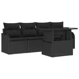 zestaw-sof-na-ogrod-z-poduszka-5-pcs-czarny-polirattan