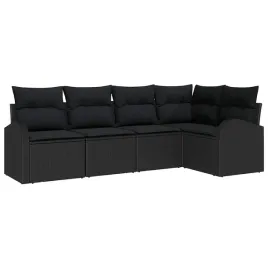 zestaw-sof-na-ogrod-z-poduszka-5-pcs-czarny-polirattan