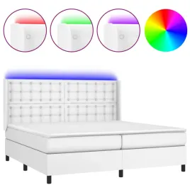 lozko-kontynentalne-z-materacem-i-led-biala-ekoskora-200x200cm
