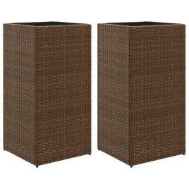 donice-ogrodowe-2-szt-brazowe-40x40x80-cm-rattan-pe