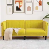 sofa-dwuosobowa-zolta-aksamit-stan-nowy