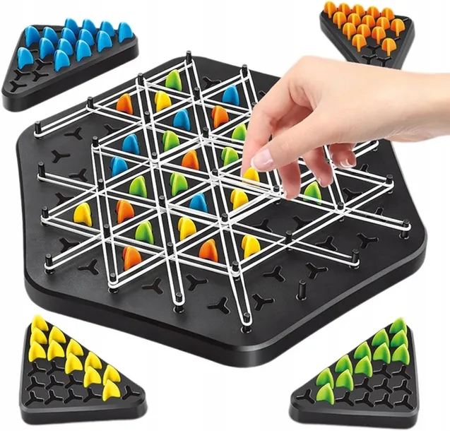 triangle-chess-board-game-interactive-pegboard-game-desktop-board-games-stan-nowy-okladka-inna