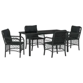 zestaw-do-jadalni-w-ogrodzie-z-poduszka-5-pcs-czarny-polirattan