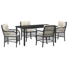 zestaw-do-jadalni-w-ogrodzie-z-poduszka-5-pcs-czarny-polirattan