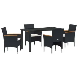 zestaw-do-jadalni-w-ogrodzie-z-poduszka-5-pcs-czarny-polirattan