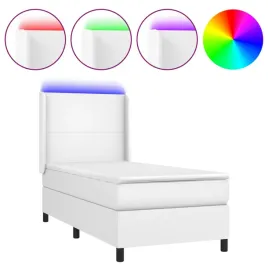 lozko-kontynentalne-z-materacem-i-led-biala-ekoskora-90x190-cm
