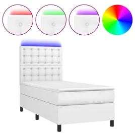 lozko-kontynentalne-z-materacem-i-led-biala-ekoskora-80x200-cm