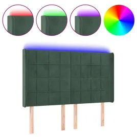 zaglowek-do-lozka-z-led-ciemnozielony-147x16x118-128cm-aksamit