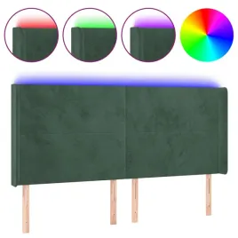 zaglowek-do-lozka-z-led-ciemnozielony-203x16x118-128cm-aksamit